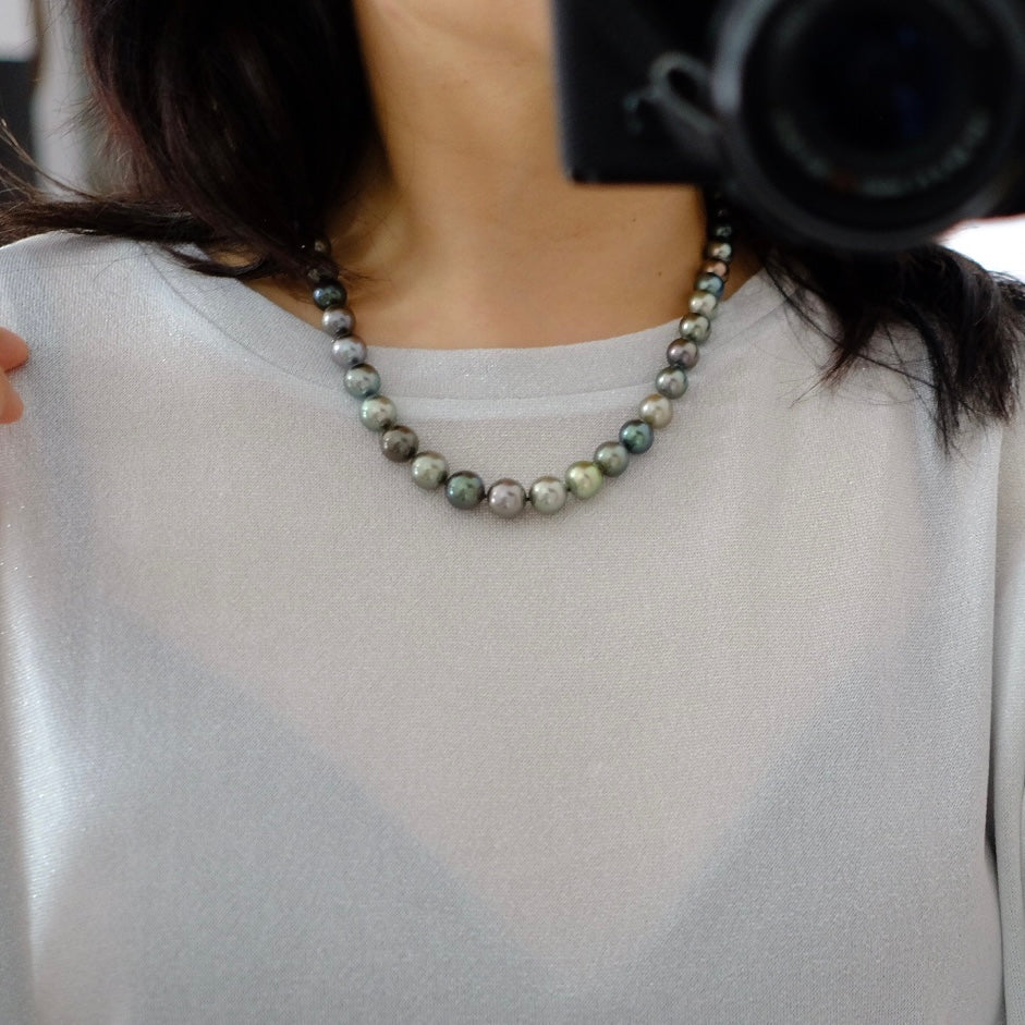 Tahitian Morandi Necklace, 8.2-11mm, Pearl Necklace, GUILD Certificate