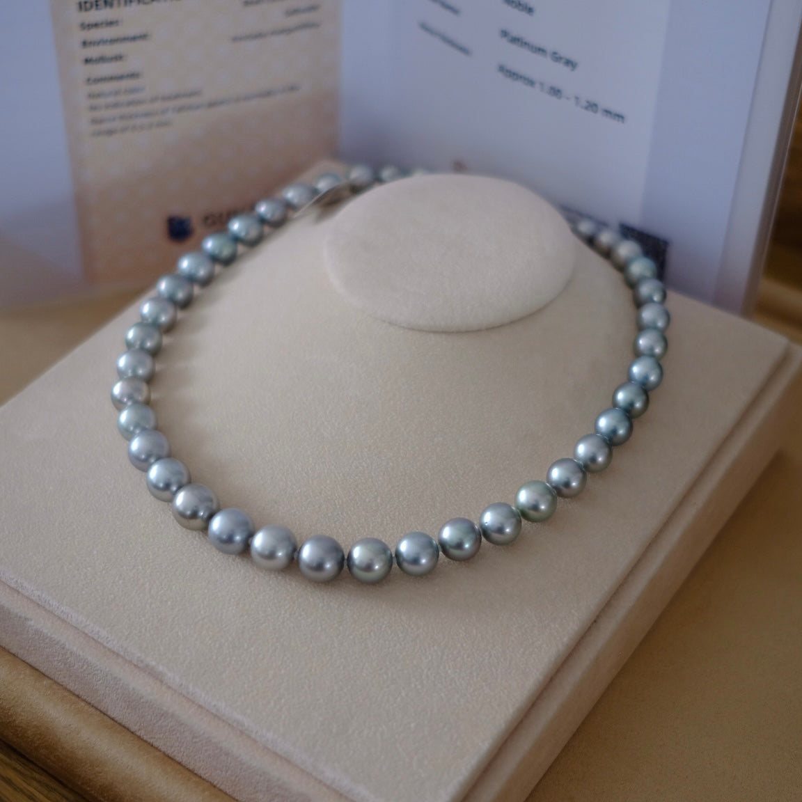 Tahitian Platium Gray Necklace, 9-11.9mm, Pearl Necklace, GUILD Certificate