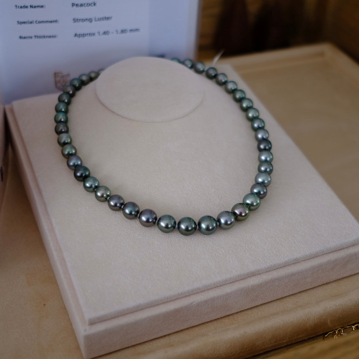 Tahitian Peacock Necklace, 8.5-11.3mm, Pearl Necklace, GUILD Certificate