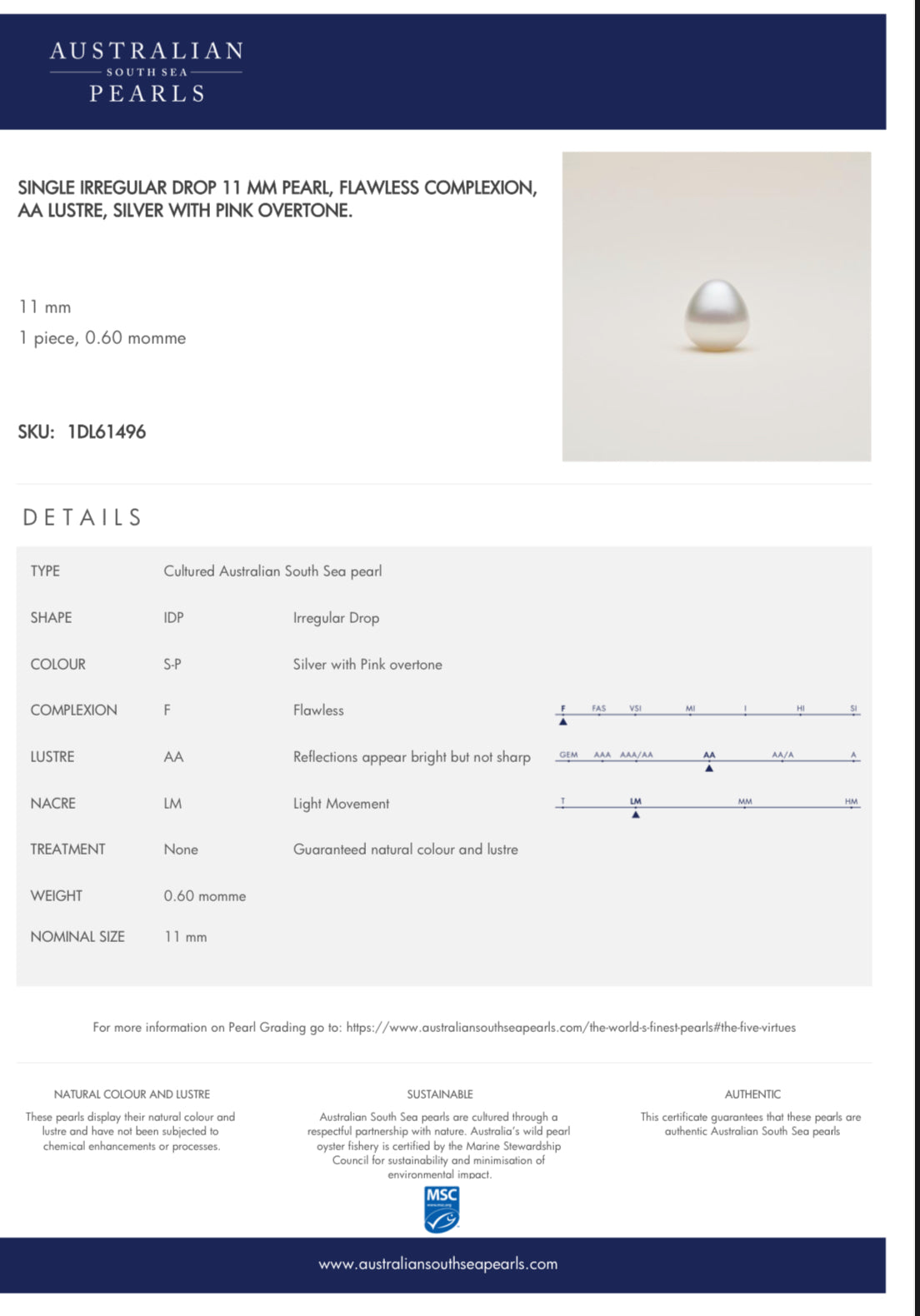 White South Sea Loose Pearl, Pair of Irregular Drop 12.6*11.7mm, PASPALEY