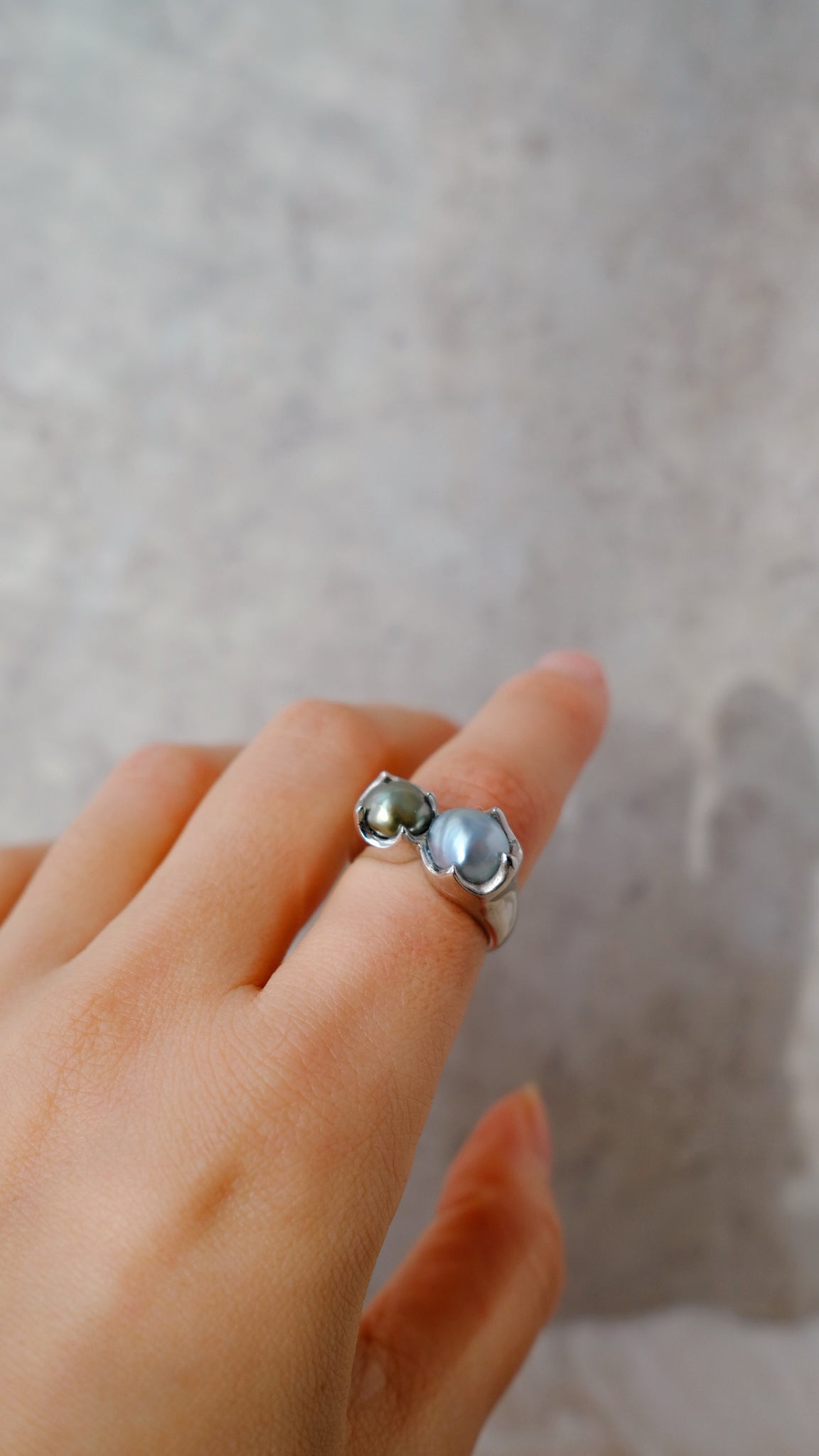 Tahitian Keshi, 7.6-8mm, S925, Pearls Ring