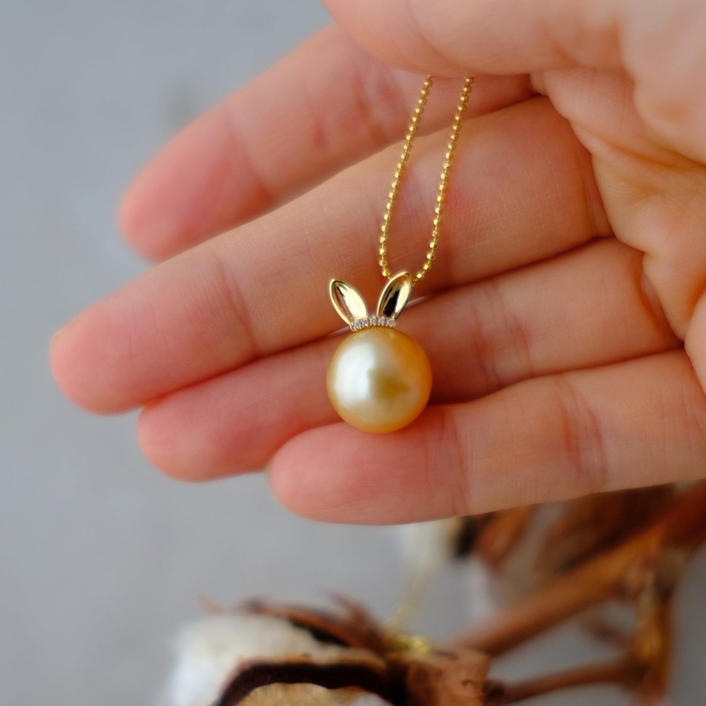 Golden South Sea Pearl, 18K Diamond Pendant, 12mm