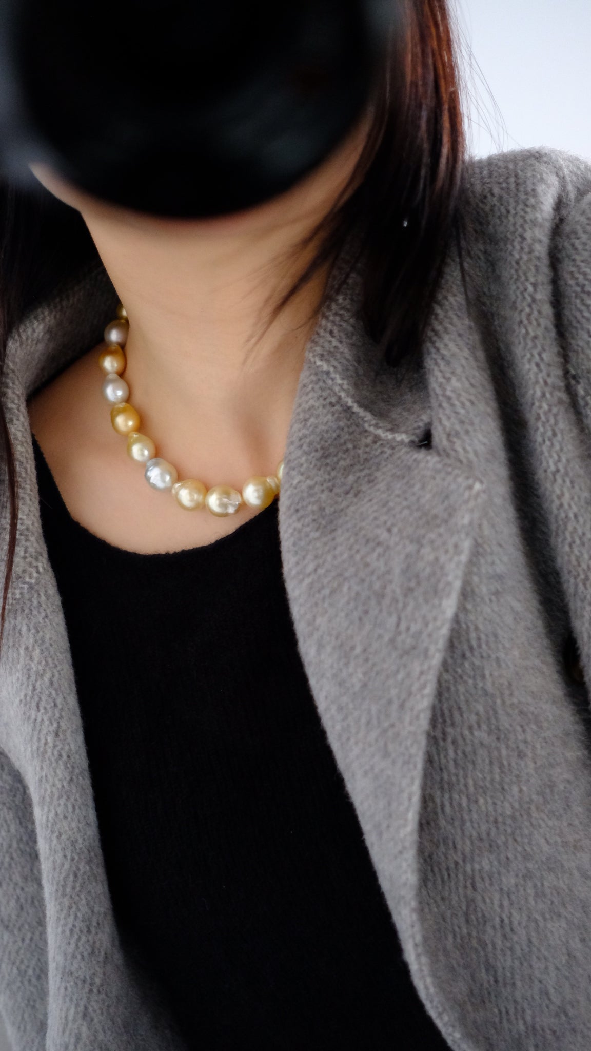 Golden South Sea Pearl Necklace, Baroque, 11.1-14.6mm
