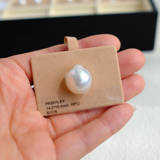 White South Sea Loose Pearl, Single Topped Drop 14.2*16.4mm, PASPALEY