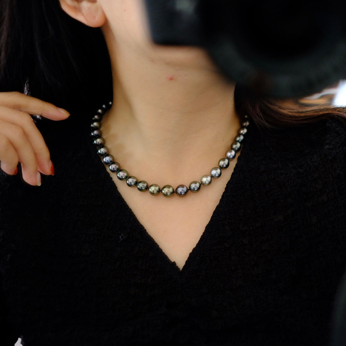 Tahitian Peacock Necklace, 8.3-10.9mm, Pearl Necklace, GUILD Certificate