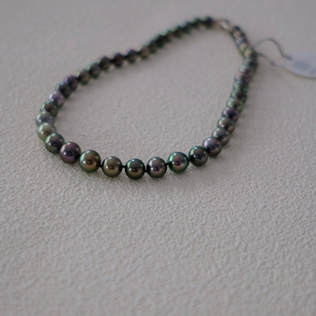 Tahitian Peacock Necklace, 8.3-10.9mm, Pearl Necklace, GUILD Certificate