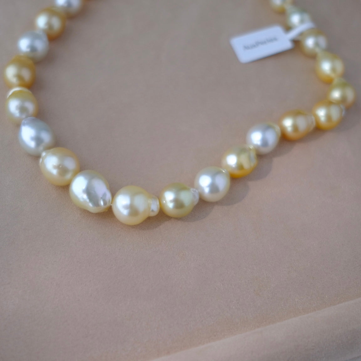 Golden South Sea Pearl Necklace, Baroque, 11.1-14.6mm