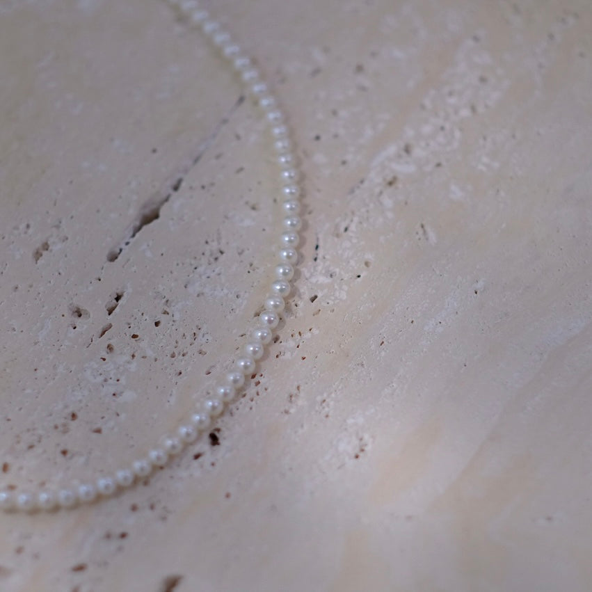 White Freshadama Freshwater Pearl Necklace, 3.5-4mm, 20 Inch