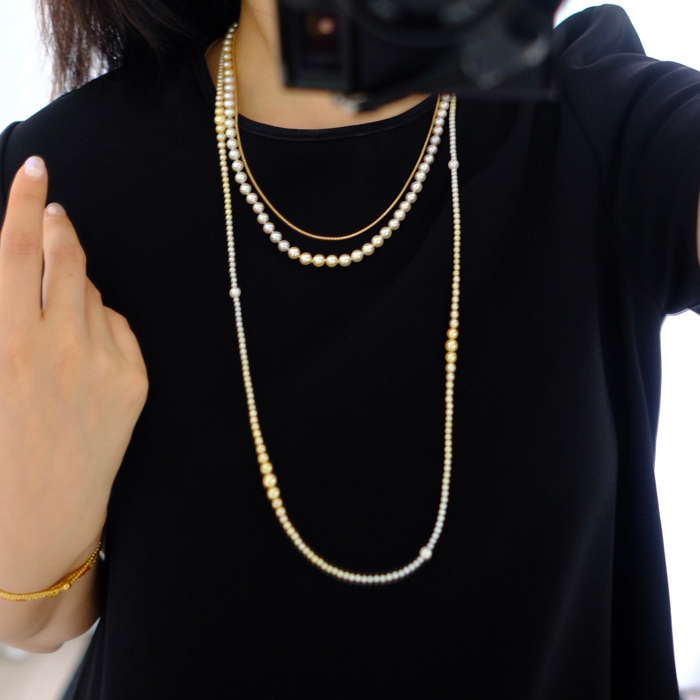Akoya, 3-4mm, Long Pearl Necklace, 75cm, BEST GEM, GRC Certificate
