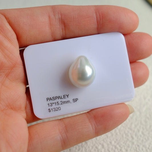 White South Sea Loose Pearl, Single Smooth Baroque 13*15.2mm, PASPALEY