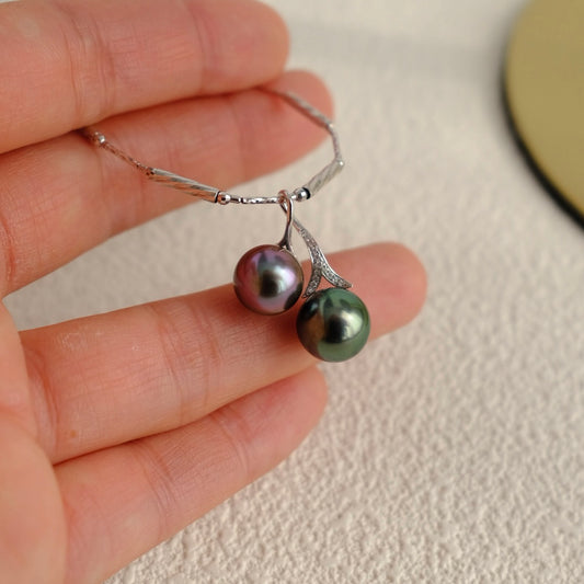 Tahitian Pearl 18K Diamond Pendant, 9.6/10mm