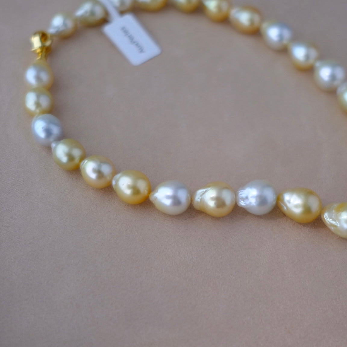Golden South Sea Pearl Necklace, Baroque, 11.1-14.6mm