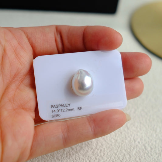 White South Sea Loose Pearl, Single of Rough Baroque 14.9*12.2mm, PASPALEY