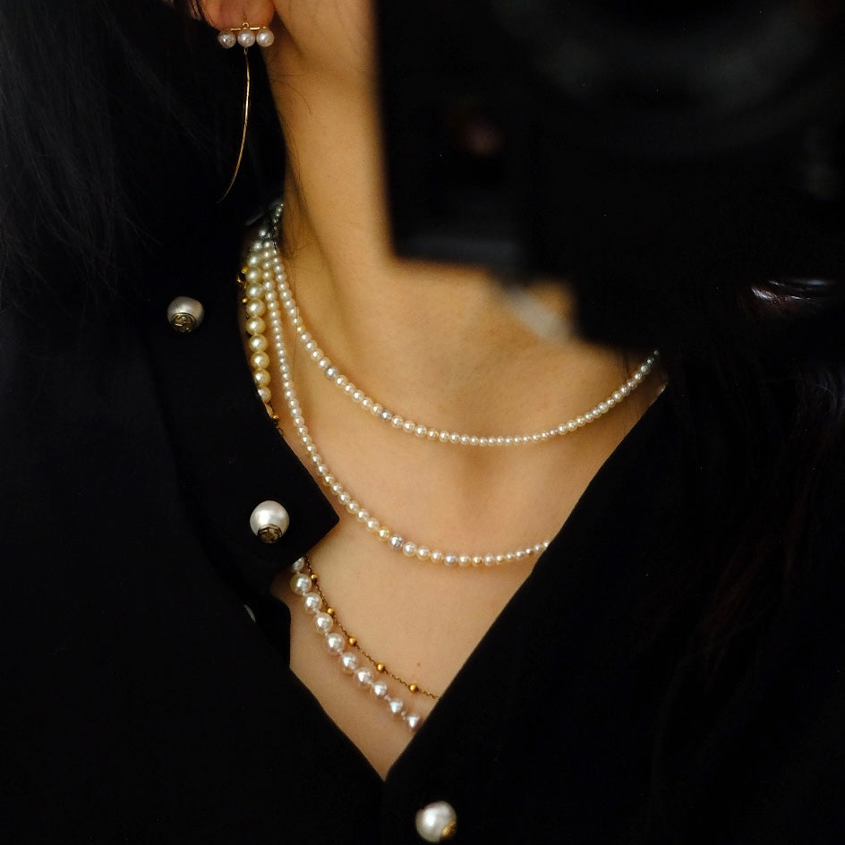 Akoya, 2.5-4.5mm, Long Pearl Necklace, 80cm, BEST GEM, GRC Certificate