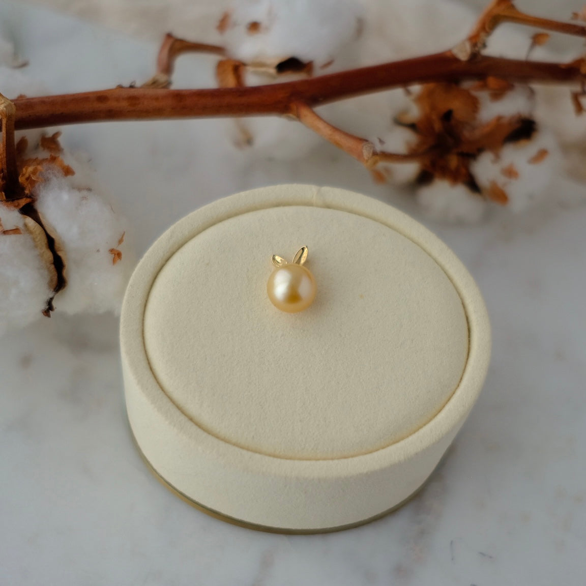 Golden South Sea Pearl, 18K Diamond Pendant, 12mm