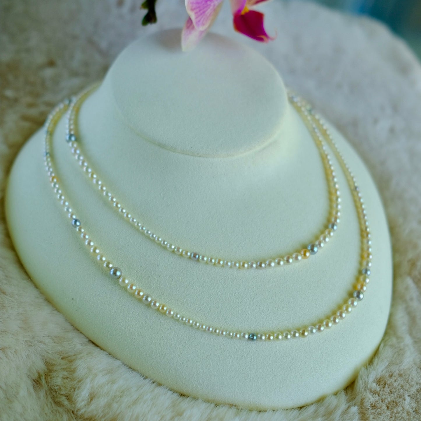 Akoya, 2.5-4.5mm, Long Pearl Necklace, 80cm, BEST GEM, GRC Certificate