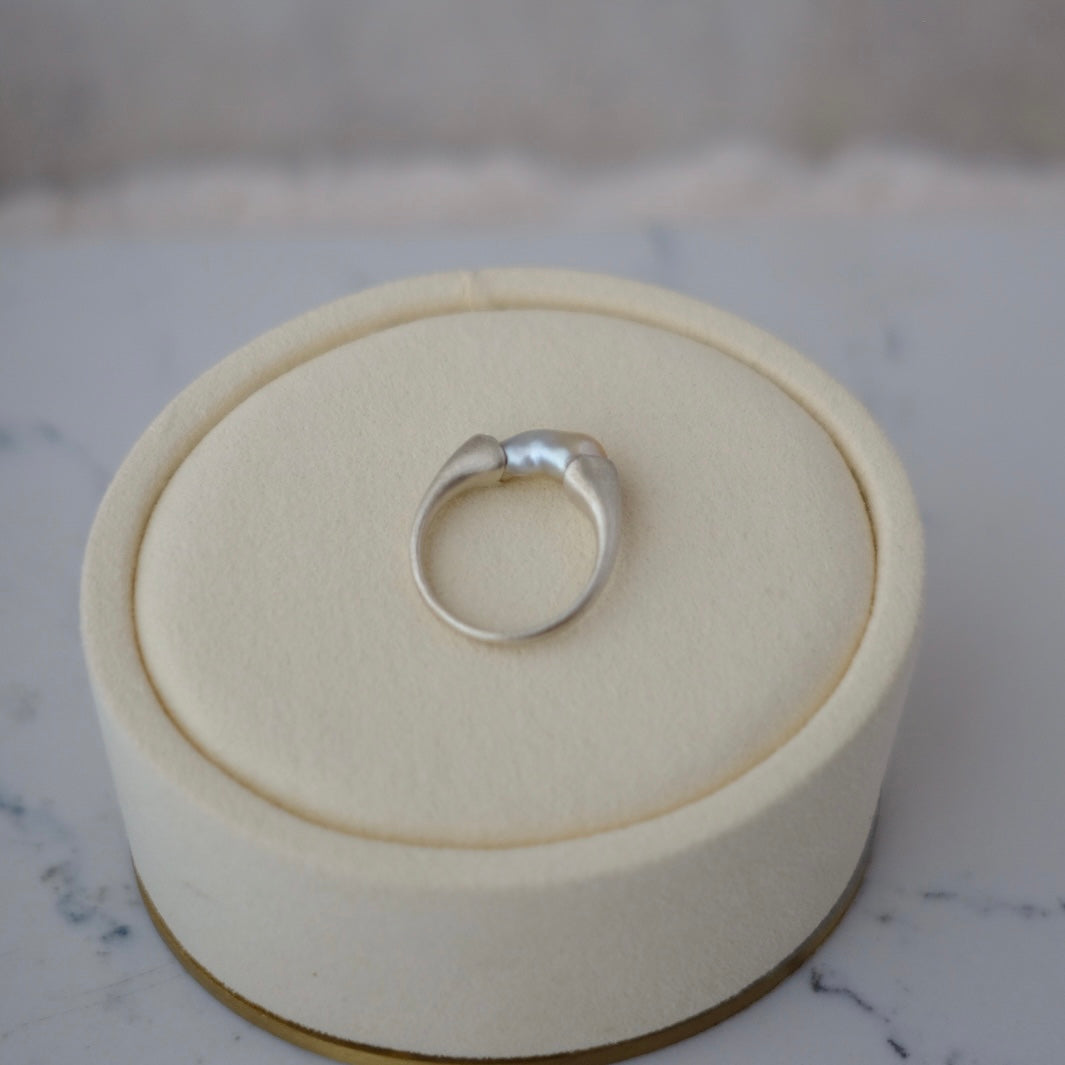 Golden South Sea  Keshi, 5.3*14mm, S925, Pearls Ring