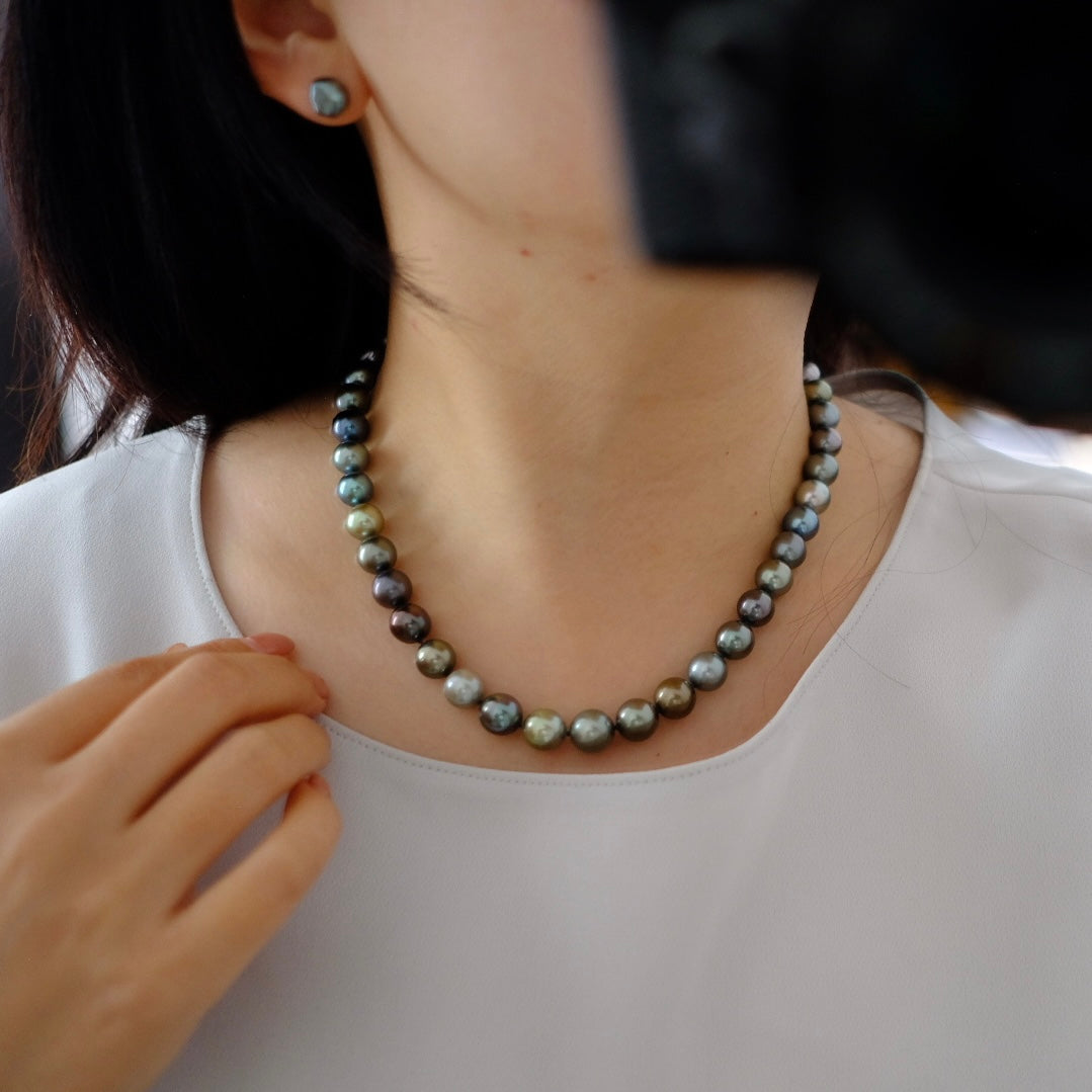 Tahitian Morandi Necklace, 8.3-11mm, Pearl Necklace, GUILD Certificate