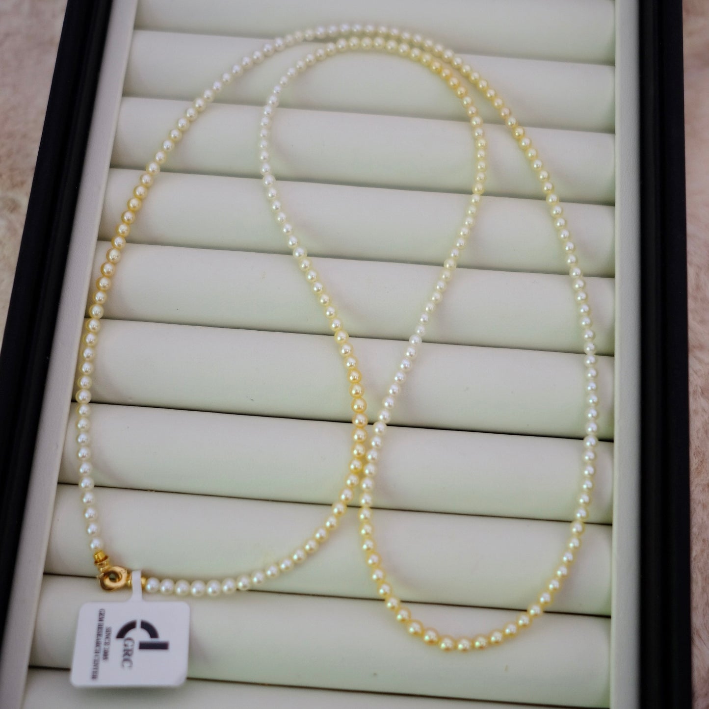 Akoya, 3-4mm, Long Pearl Necklace, 75cm, BEST GEM, GRC Certificate