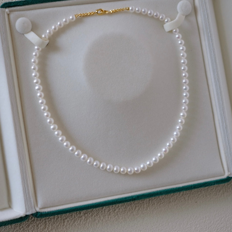 White Freshadama Freshwater Pearl Necklace,6-7mm 20 Inch