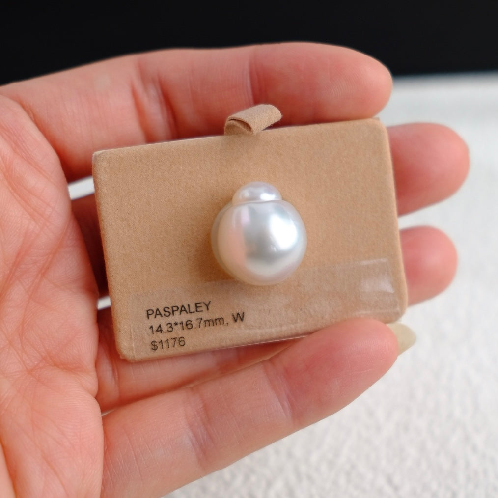 White South Sea Loose Pearl, Single Topped Drop 14.3*16.7mm, PASPALEY