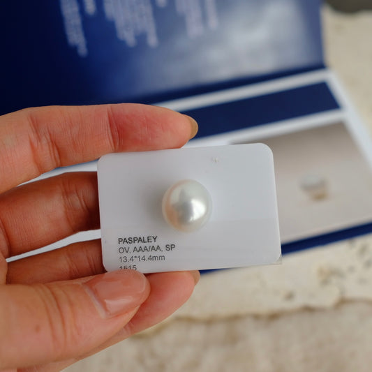 White South Sea Loose Pearl, Single Oval 13.4*14.4mm, PASPALEY