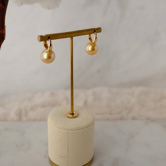 Golden South Sea Pearl, 18K Earrings, 11.7mm
