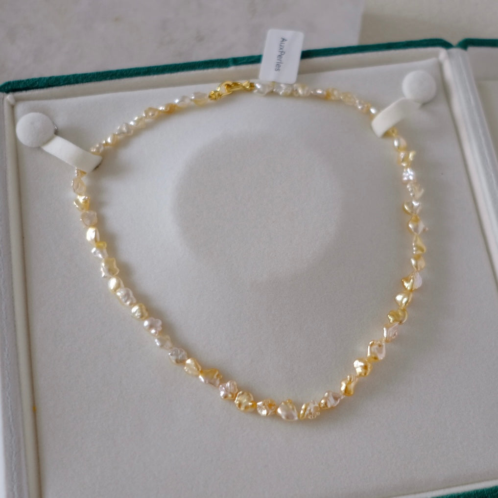Golden South Sea Pearl Necklace, Keshi, 4-7mm