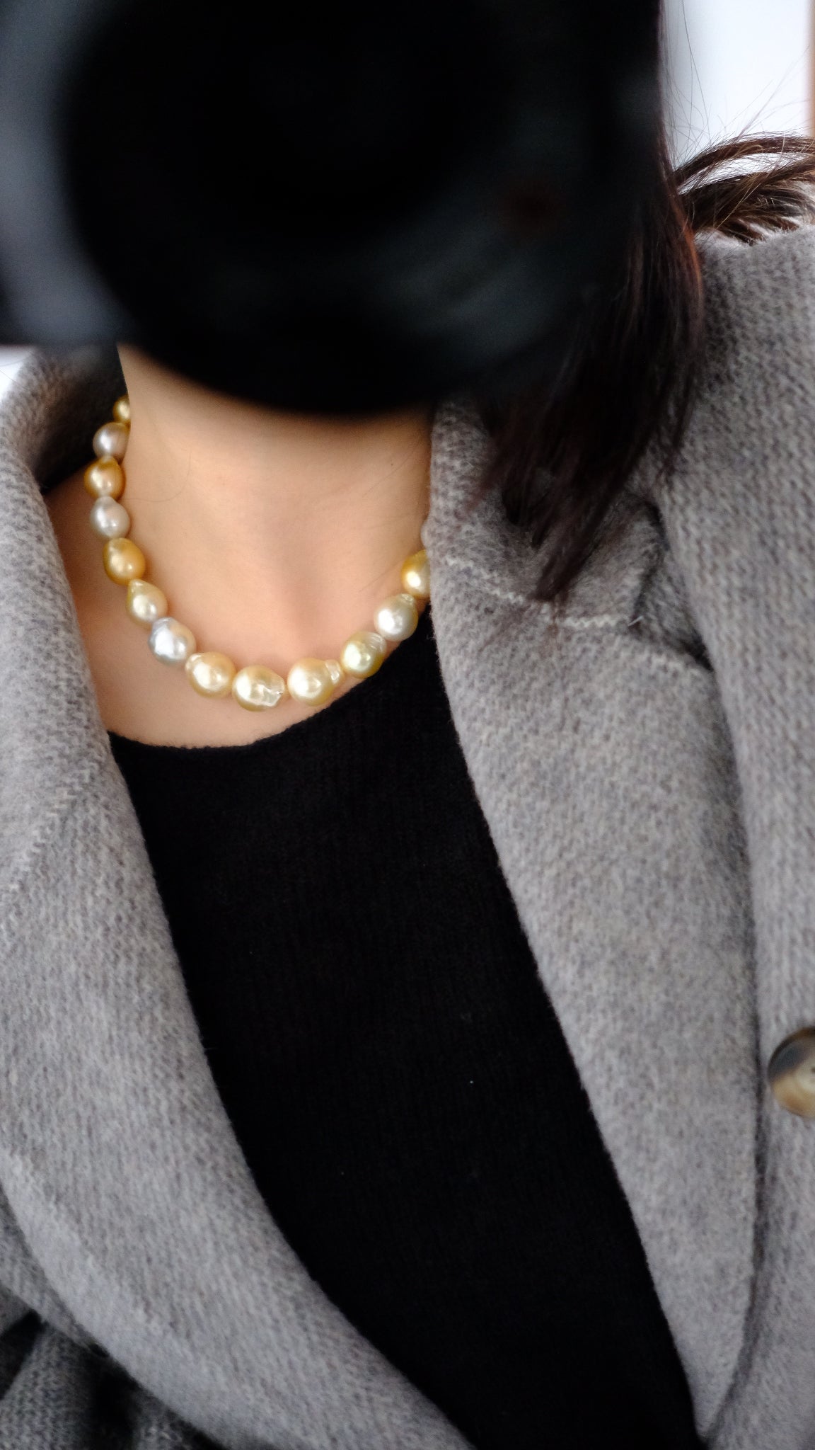 Golden South Sea Pearl Necklace, Baroque, 11.1-14.6mm
