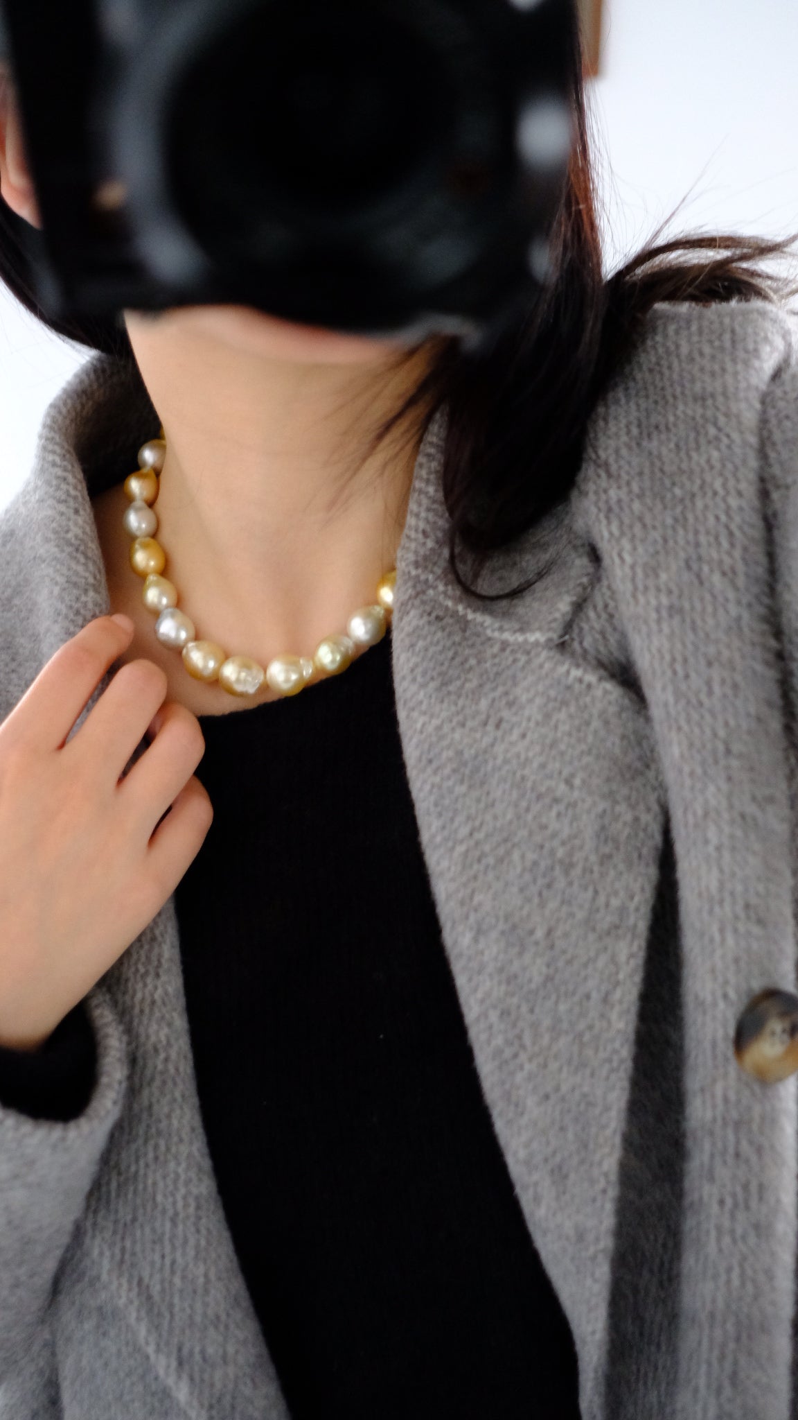 Golden South Sea Pearl Necklace, Baroque, 11.1-14.6mm