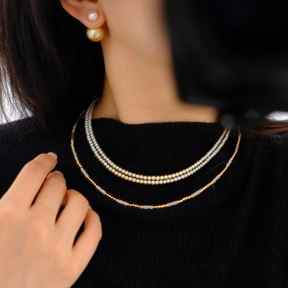 Akoya, 3-4mm, Long Pearl Necklace, 75cm, BEST GEM, GRC Certificate