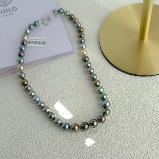 Tahitian Morandi Necklace, 8.2-11mm, Pearl Necklace, GUILD Certificate