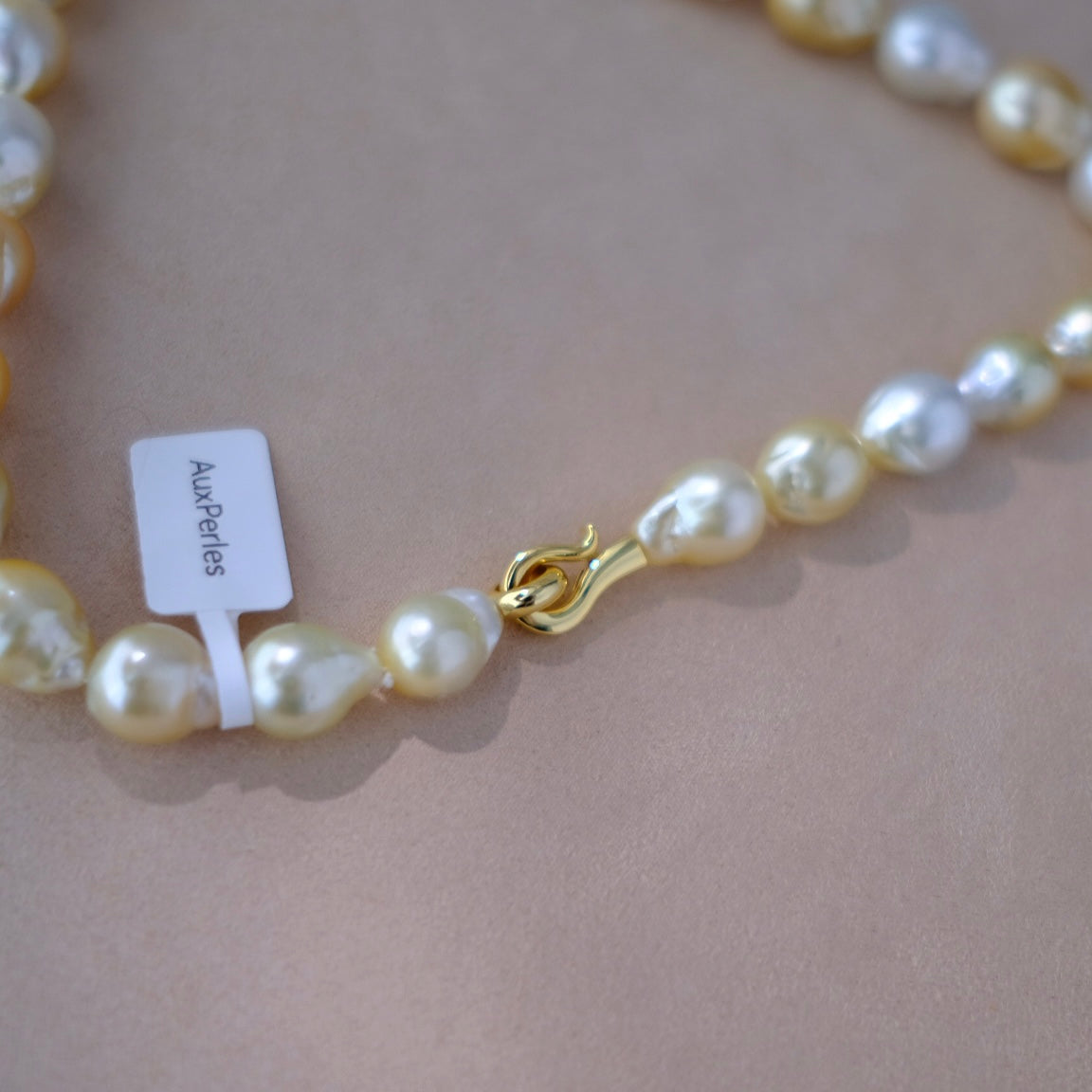 Golden South Sea Pearl Necklace, Baroque, 11.1-14.6mm