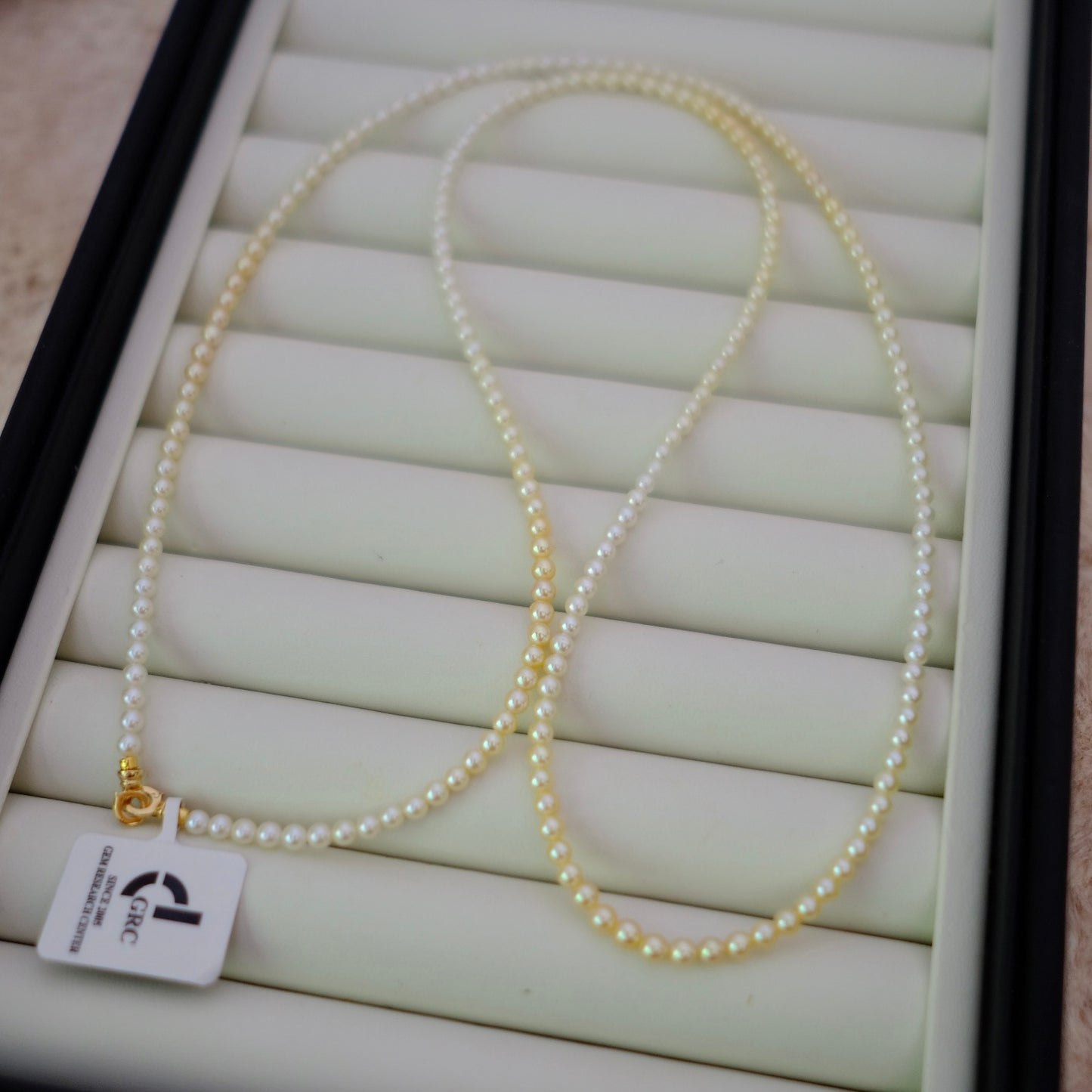Akoya, 3-4mm, Long Pearl Necklace, 75cm, BEST GEM, GRC Certificate