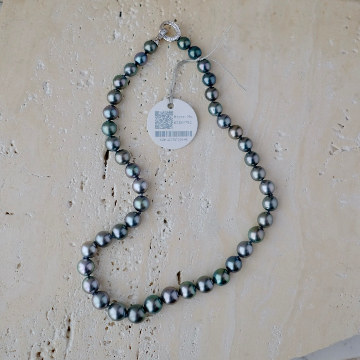 Tahitian Platinum Gray Necklace, 8.2-10.8mm, Pearl Necklace, GUILD Certificate