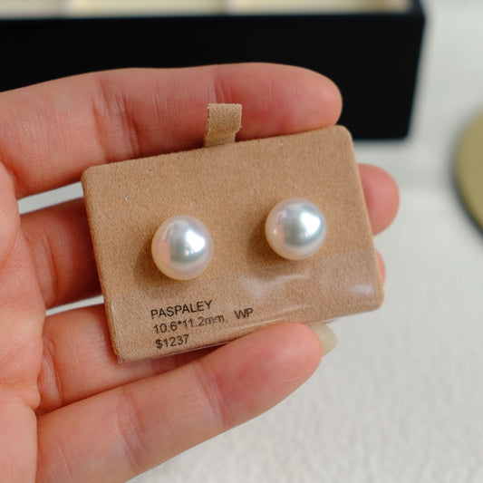 White South Sea Loose Pearl, Pair of Drop 11.2*10.6mm, PASPALEY