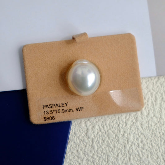 White South Sea Loose Pearl, Single Topped Drop 13.5*15.9mm, PASPALEY