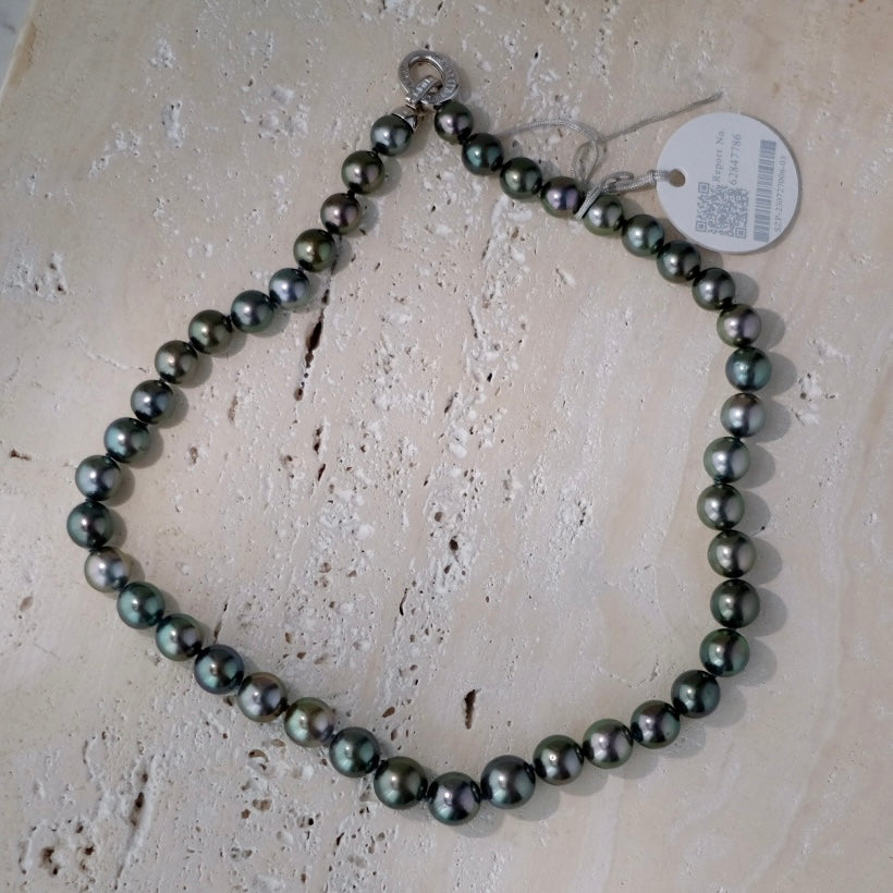 Tahitian Necklace, 8.2-10.9mm, Pearl Necklace, GUILD Certificate