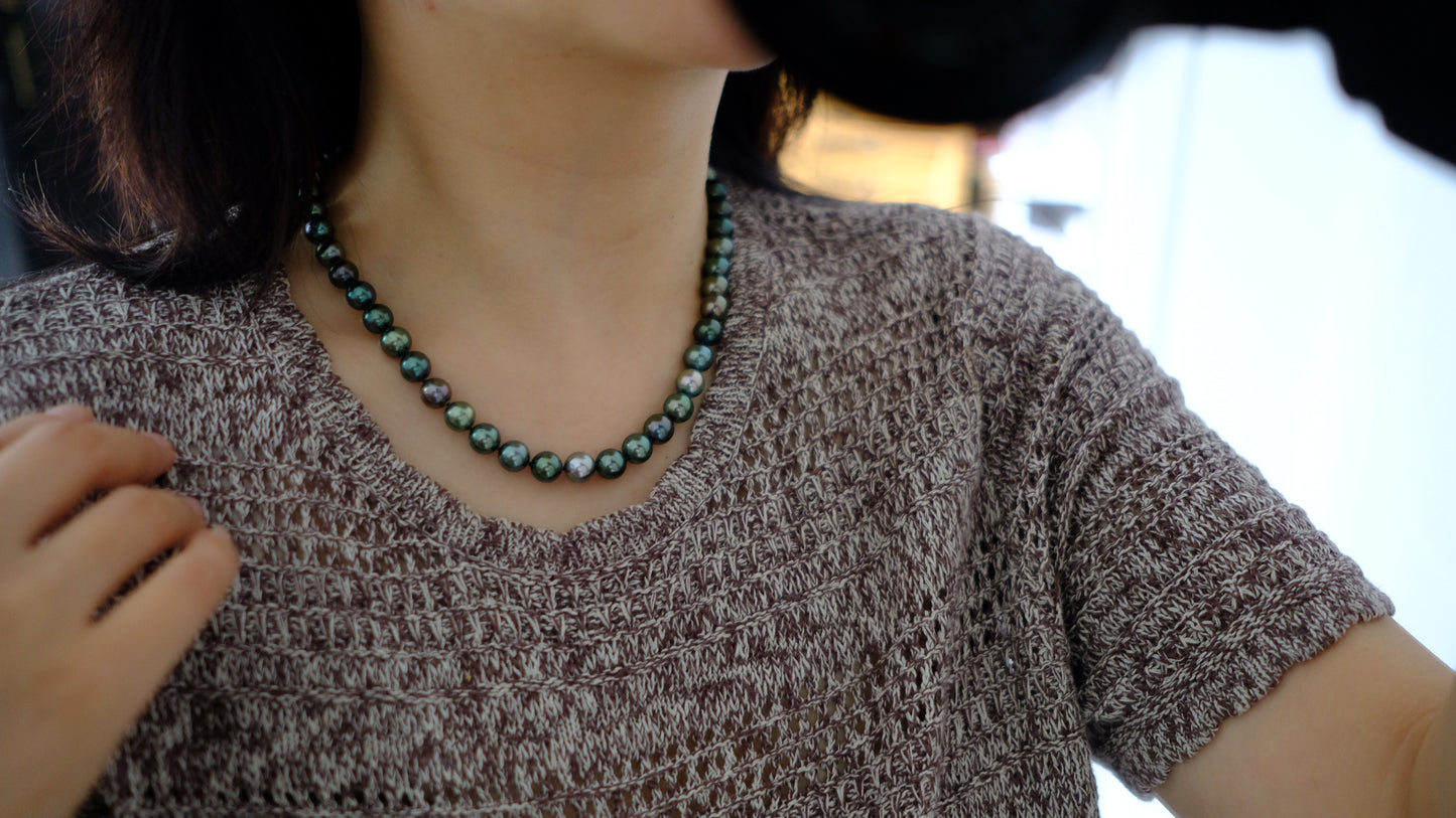 Tahitian Morandi Necklace, 8-9.2mm, Pearl Necklace, GUILD Certificate