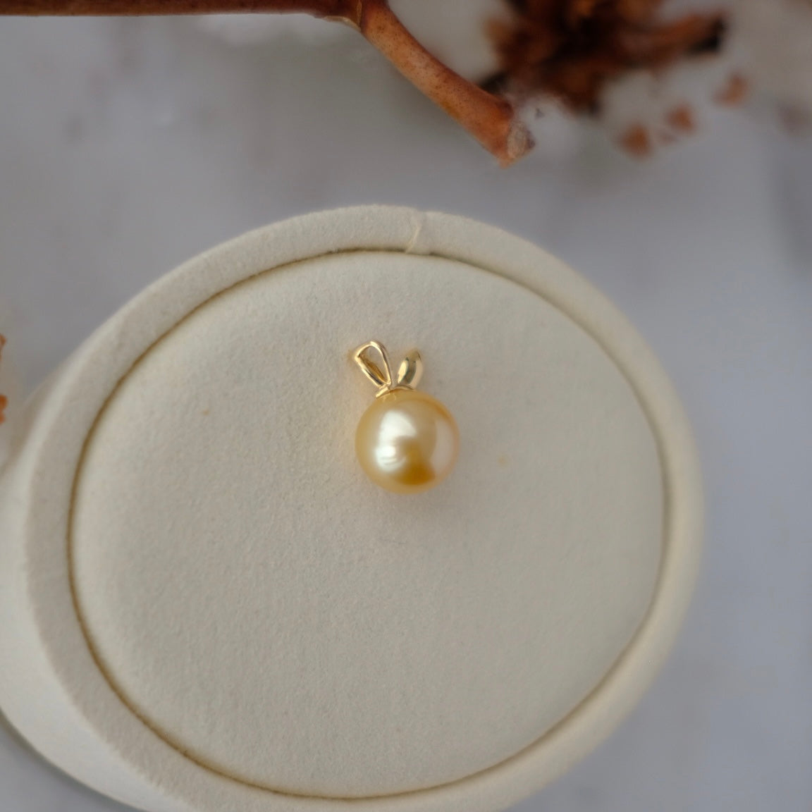 Golden South Sea Pearl, 18K Diamond Pendant, 12mm