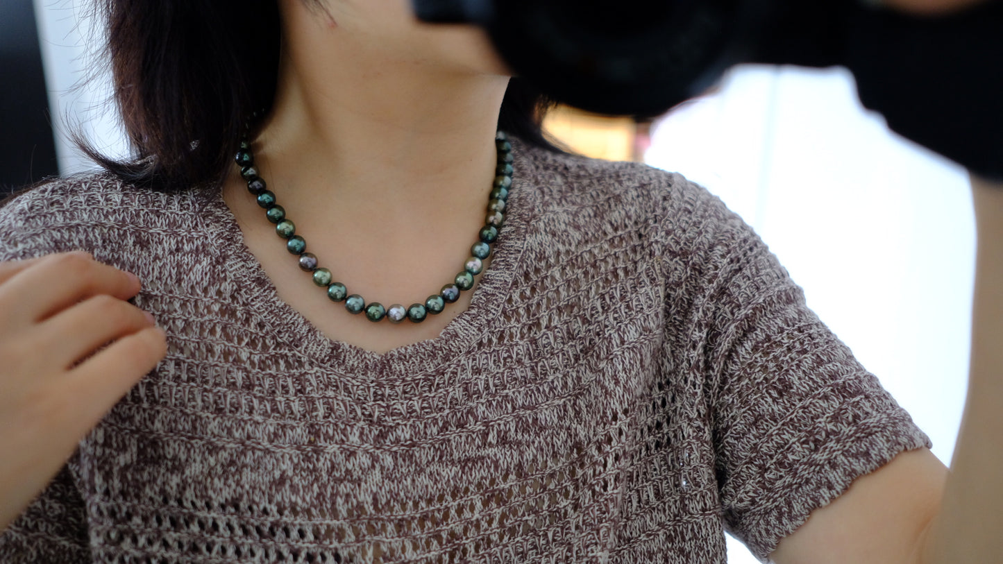 Tahitian Morandi Necklace, 8-9.2mm, Pearl Necklace, GUILD Certificate