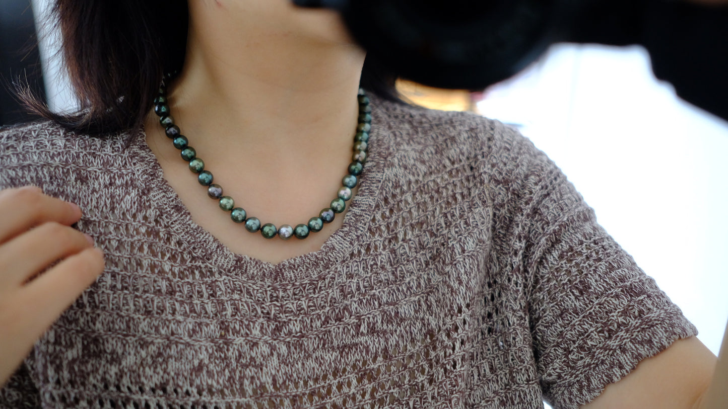 Tahitian Morandi Necklace, 8-9.2mm, Pearl Necklace, GUILD Certificate