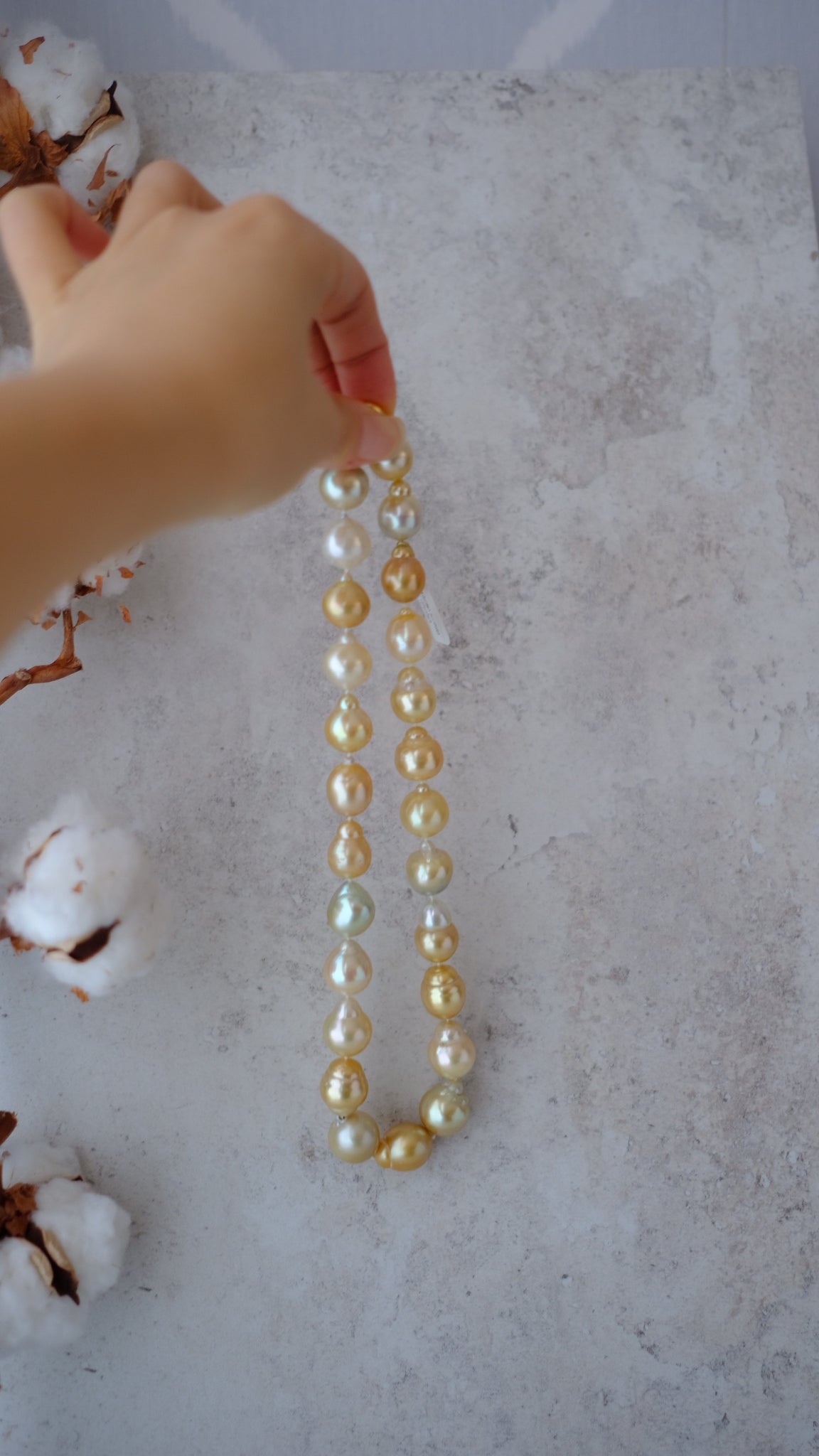 Golden South Sea Pearl Necklace, Baroque, 13.1-15.8mm