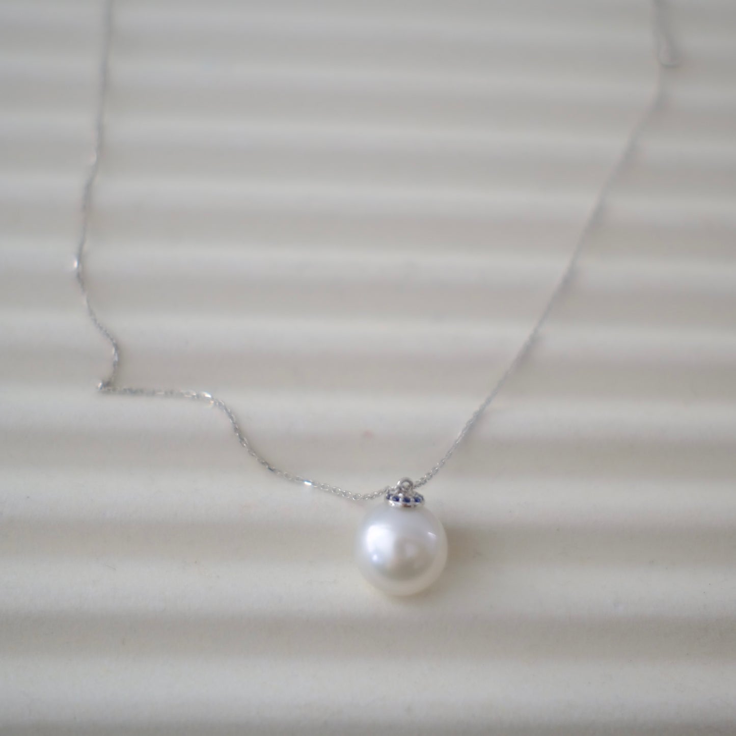 White South Sea Pearl Pendant, Round 13mm, AU750 Diamond 0.097ct