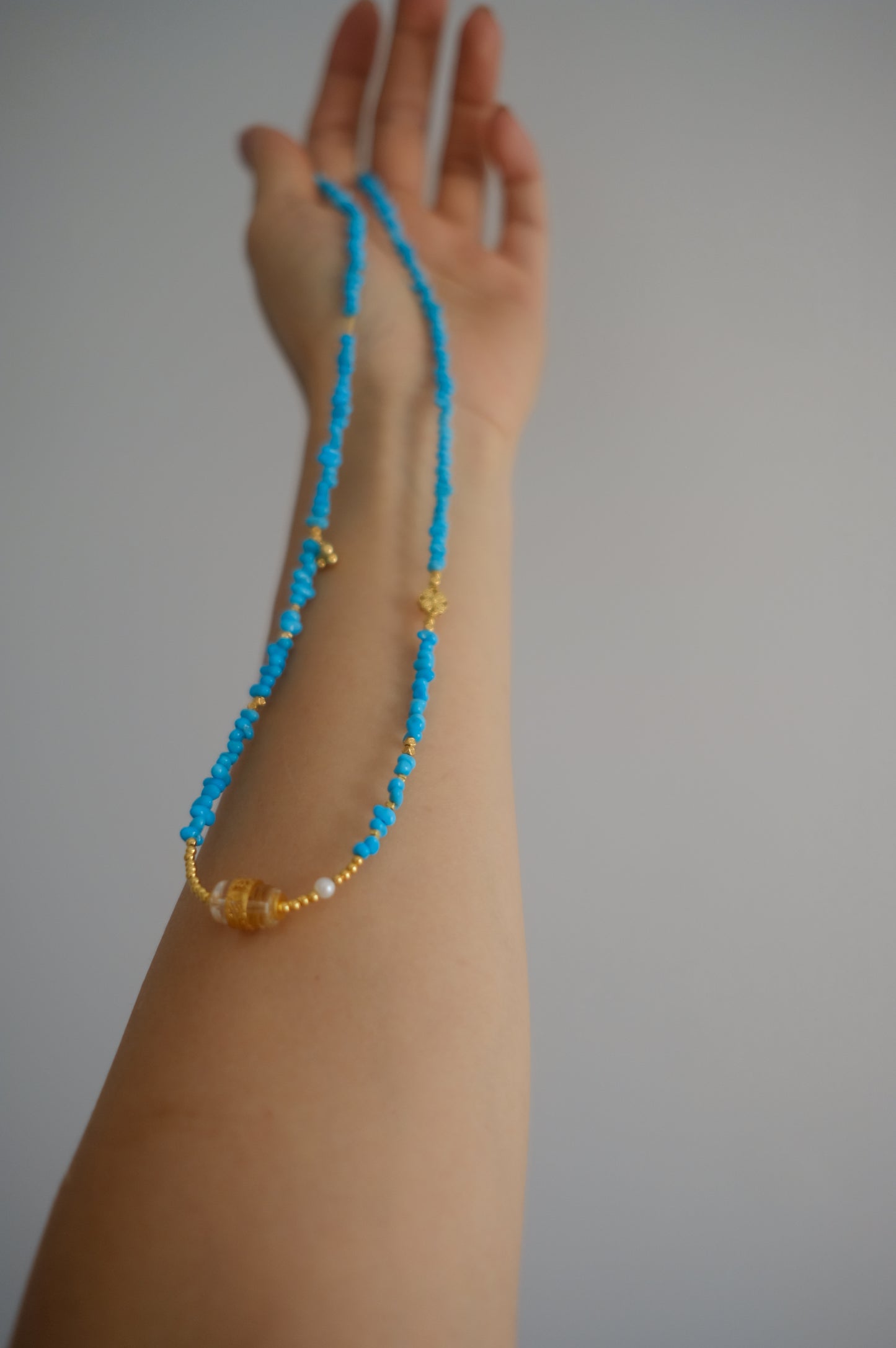 Turquoise Necklace with White Crystal