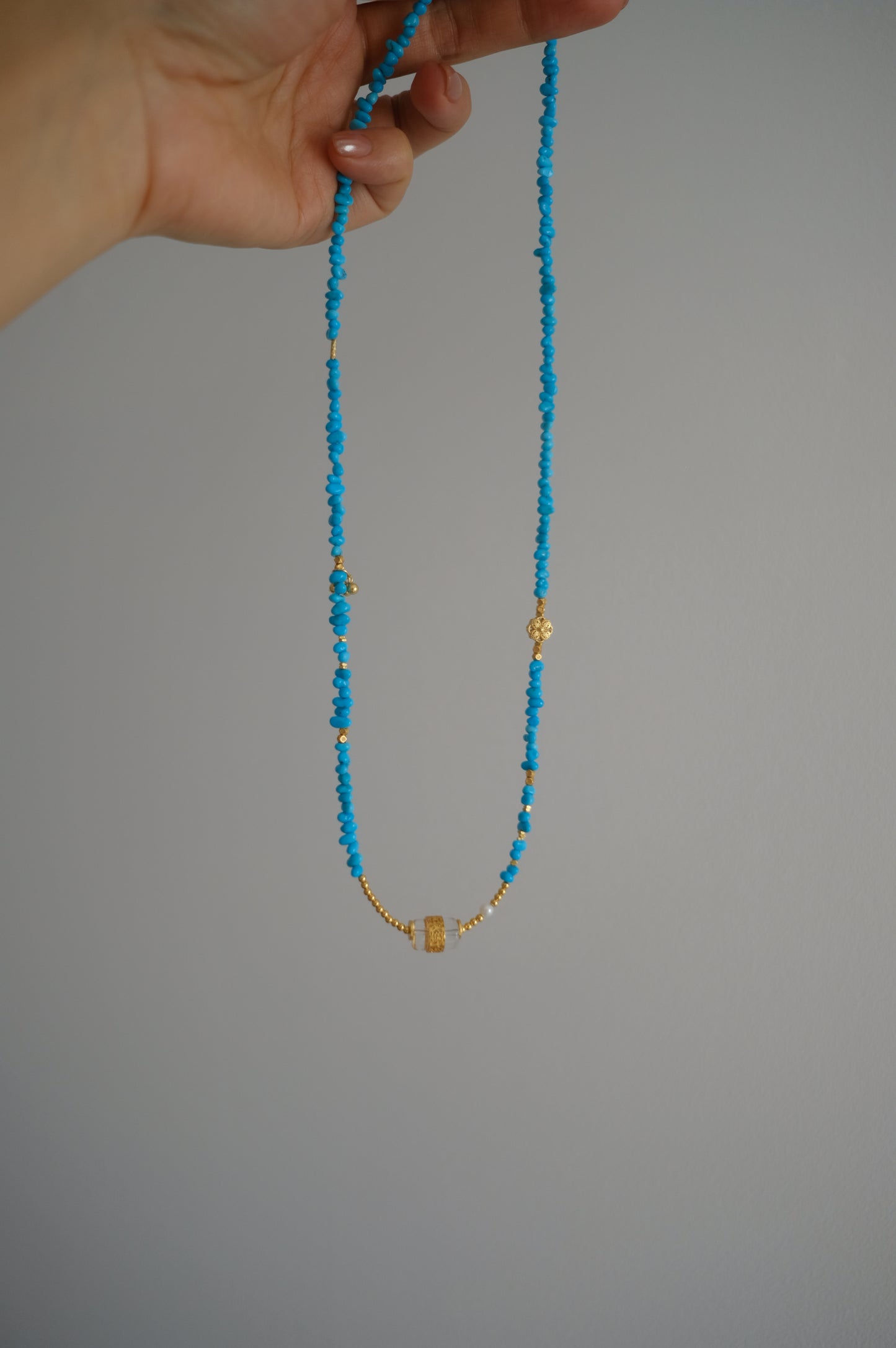 Turquoise Necklace with White Crystal