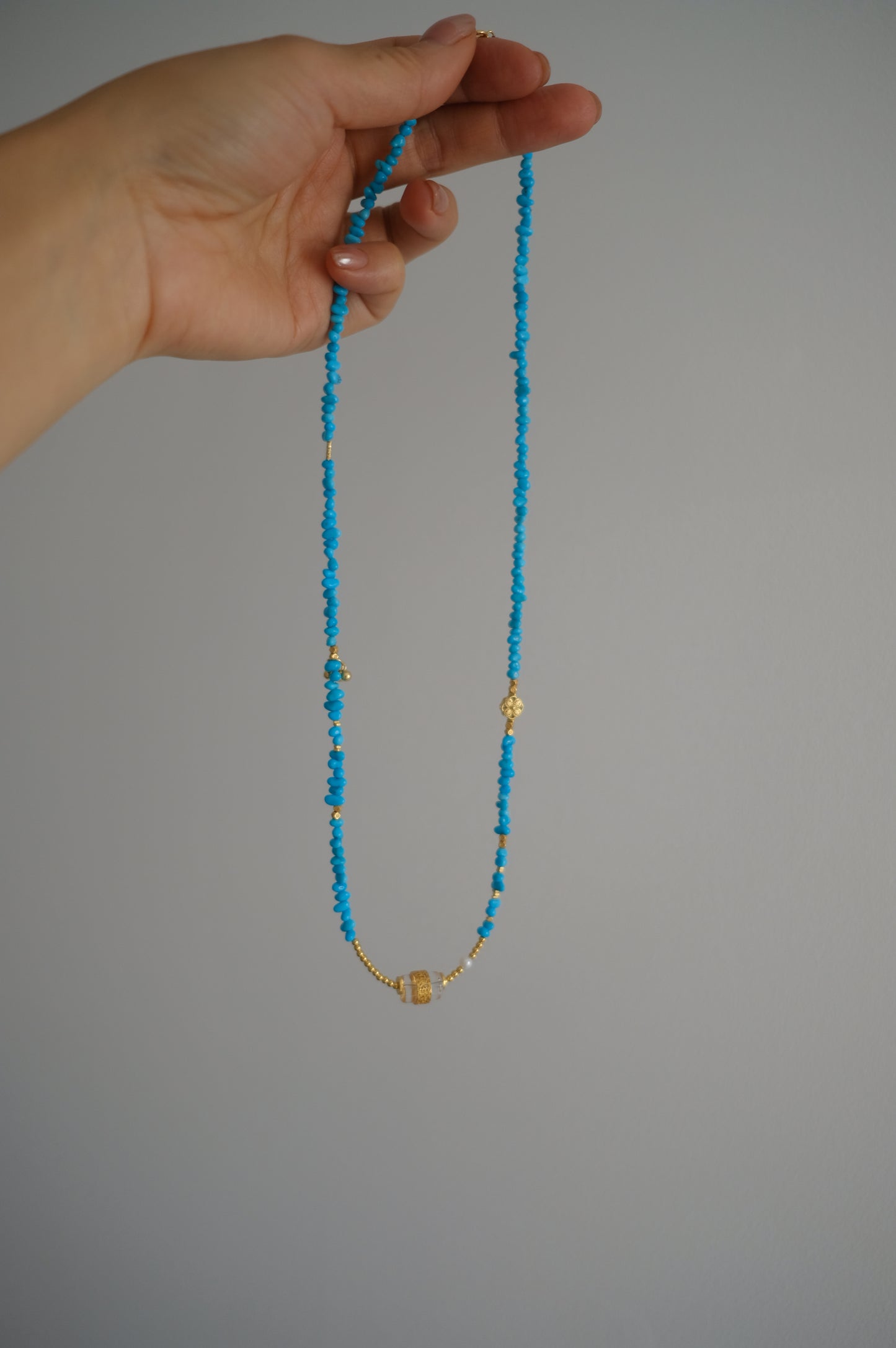 Turquoise Necklace with White Crystal