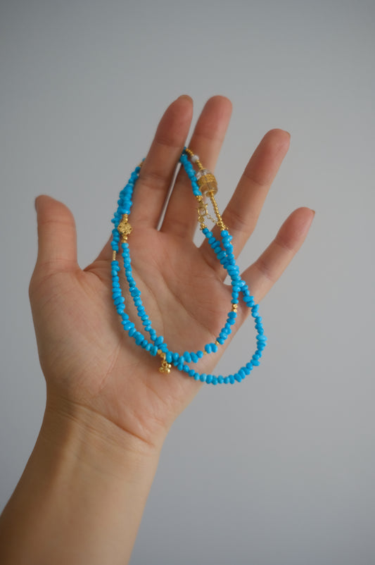 Turquoise Necklace with White Crystal