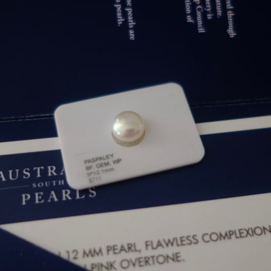 White South Sea Loose Pearl, Button 9*12.1mm, PASPALEY