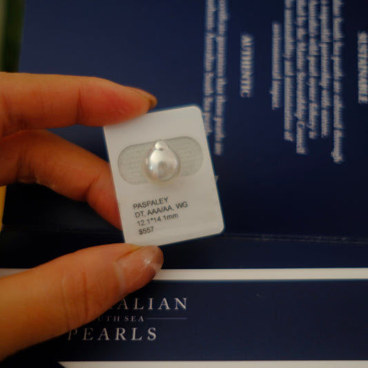 White South Sea Loose Pearl, Topped Drop 12.1*14.1mm, PASPALEY